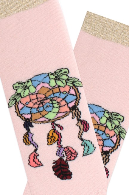 Bross Mandala Desenli Kaydırmaz Havlu Kadın Çorap - Thumbnail