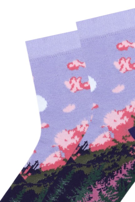 Bross 3'lü Manzara Desenli Kadın Çorabı - Thumbnail