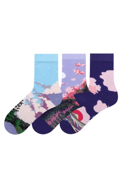 Bross - Bross 3-Pack Landscape Print Women's Socks