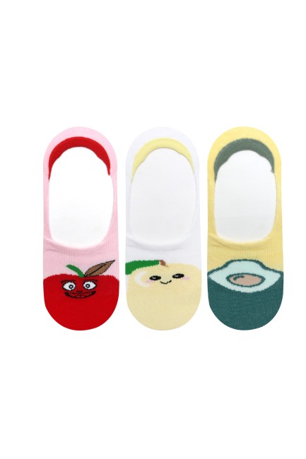 Bross - Bross 3er-Pack No-Show-Socken für Kinder mit Fruchtmuster
