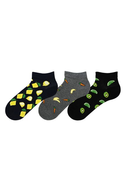 Bross - Bross 3er-Pack Herren-Booties-Socken mit Fruchtmuster