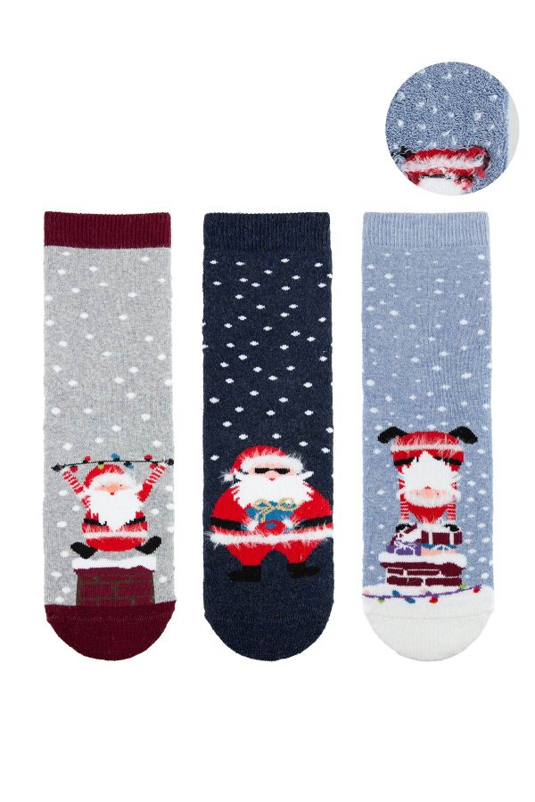Bross 3lü Noel Baba Kaydırmaz Havlu Çocuk Çorap