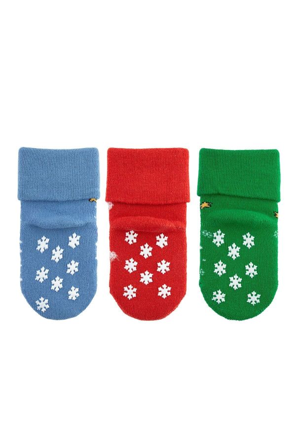 Bross 3lü Yılbaşı Kıvrık Havlu Bebek Soket Çorap