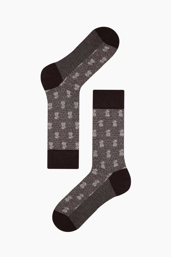Bross 4-Pack Pineapple Patterned Jacquard Men's Socks