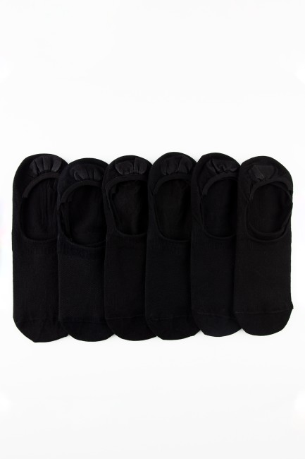 Bross 6lı Siyah Topuk Silikonlu Erkek Babet Çorap - Thumbnail