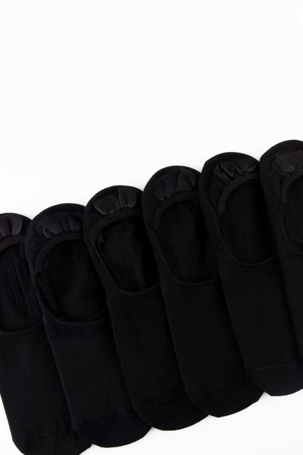 Bross 6lı Siyah Topuk Silikonlu Erkek Babet Çorap - Thumbnail