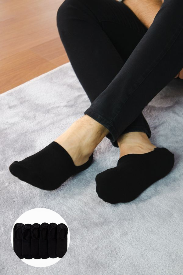 Bross 6lı Siyah Topuk Silikonlu Erkek Babet Çorap