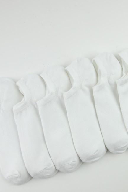 Bross 6lı Basic Beyaz Erkek Sneaker Çorap - Thumbnail