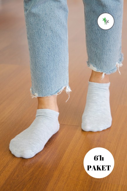 BROSS - Bross 6lı Desensiz Bambu Kadın Sneaker Çorap