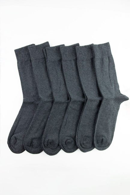 BROSS - Tülip Erkek Pamuklu 6lı Antrasit Erkek Soket Çorap