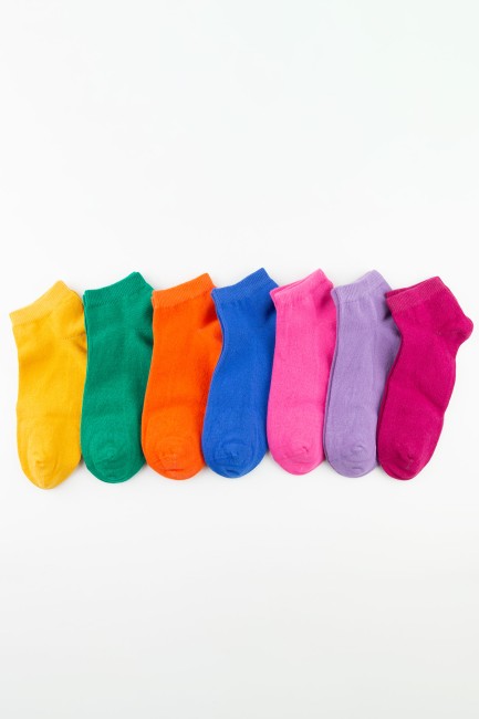 Bross - Bross 7li Canlı Renkler Patik Kadın Çorap