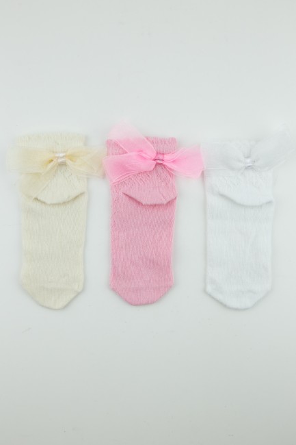 BROSS - Bross Aksesuar Detaylı 3lü Bebek Soket Çorap