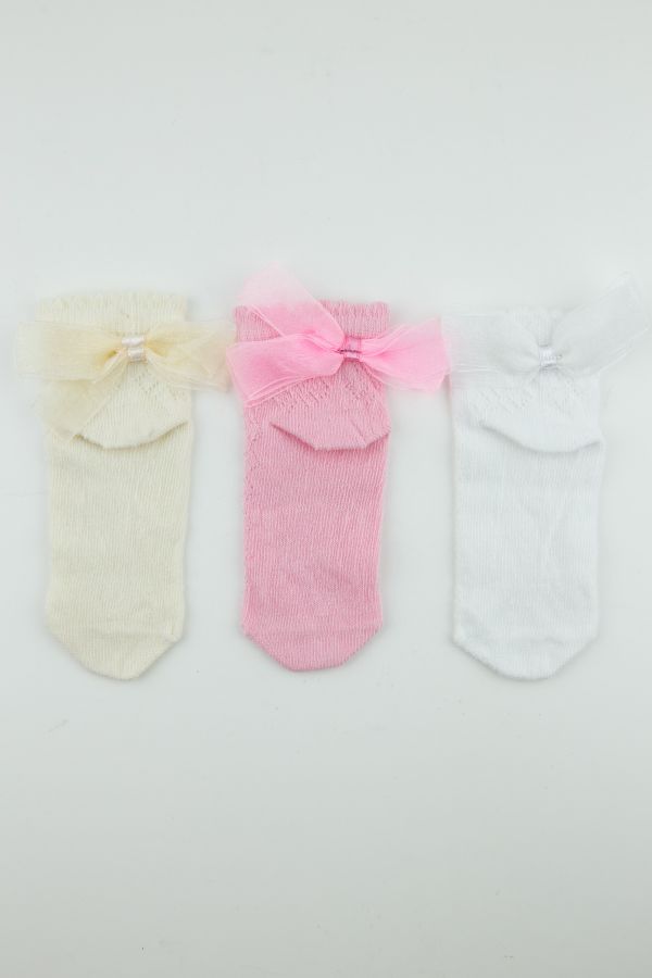 Bross Aksesuar Detaylı 3lü Bebek Soket Çorap