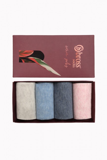 Bross Boxed 4-Pack Colorful Women's Socks - Thumbnail