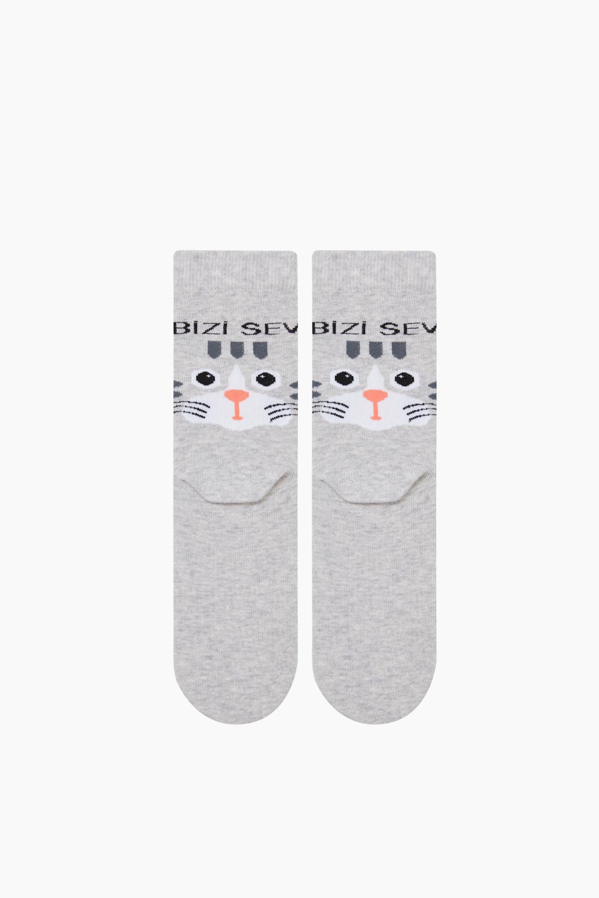 Bross - Bross Cat Patterned, Love Us Printed Women's Socks
