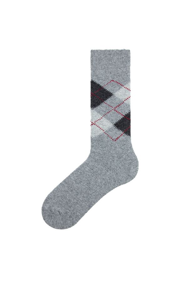 Bross Checked Patterned Men's Wool Socks