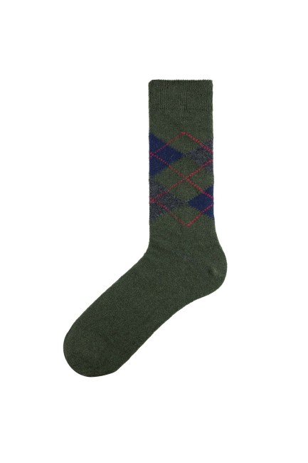 Bross Checked Patterned Men's Wool Socks - Thumbnail