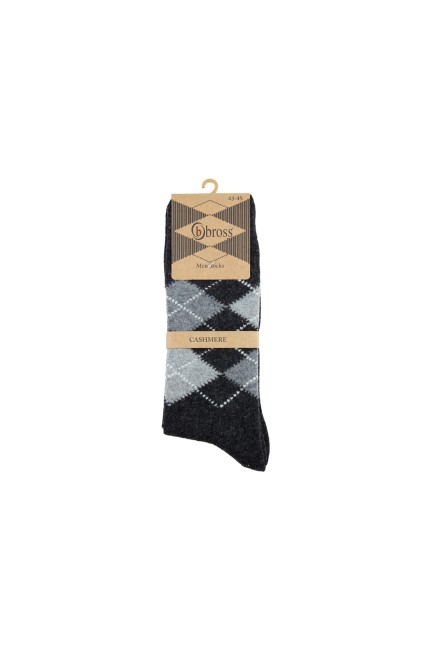 Bross Checked Patterned Men's Wool Socks - Thumbnail