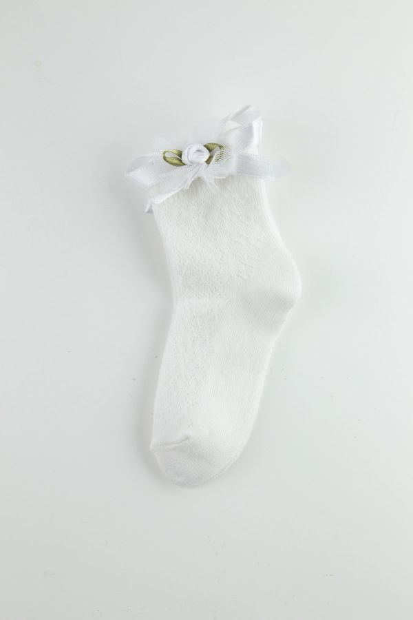Bross Çiçek Aksesuarlı File Kız Bebek Soket Çorap