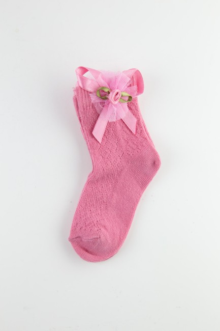 Bross Çiçek Aksesuarlı File Kız Bebek Soket Çorap - Thumbnail