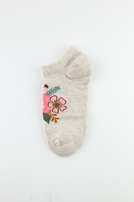 Bross Çiçek Desenli Kadın Sneaker Çorap - Thumbnail