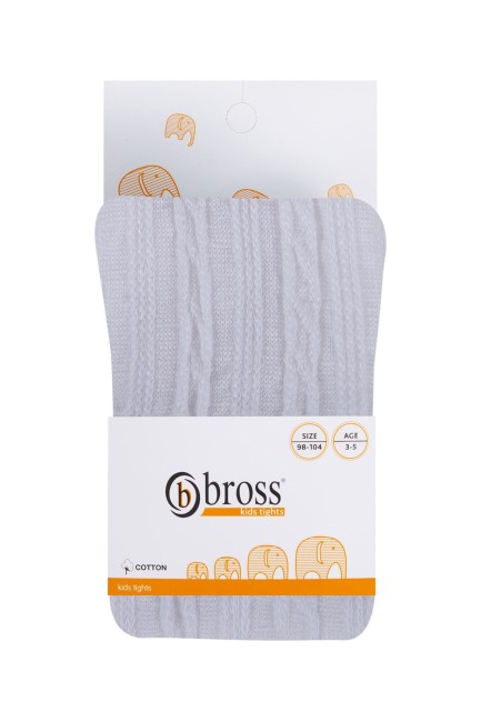 Bross Çizgili Kabartmalı Beyaz Külotlu Çorap - Thumbnail