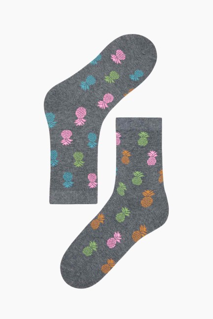 Bross Colorful Pineapple Patterned Women's Socks - Thumbnail
