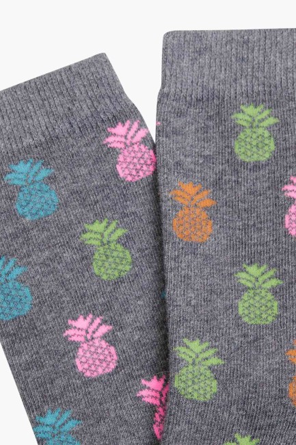 Bross Colorful Pineapple Patterned Women's Socks - Thumbnail