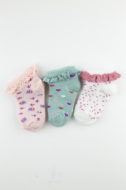 BROSS - Bross Dantel Aksesuarlı Kız Bebek Patik Çorap