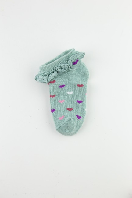 Bross Dantel Aksesuarlı Kız Bebek Patik Çorap - Thumbnail