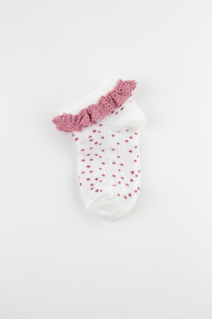 Bross Dantel Aksesuarlı Kız Bebek Patik Çorap - Thumbnail