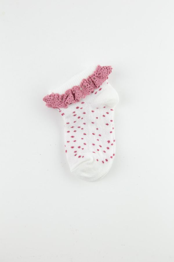 Bross Dantel Aksesuarlı Kız Bebek Patik Çorap