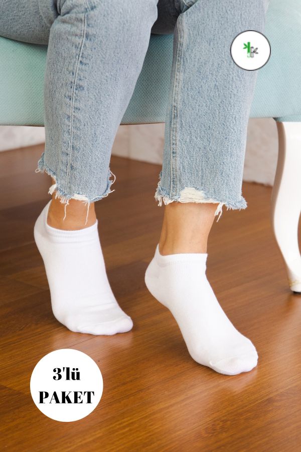 Bross 3lü Desensiz Bambu Kadın Sneaker Çorap