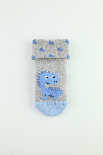Bross Dinozor Kaydırmaz Havlu Bebek Soket Çorap - Thumbnail