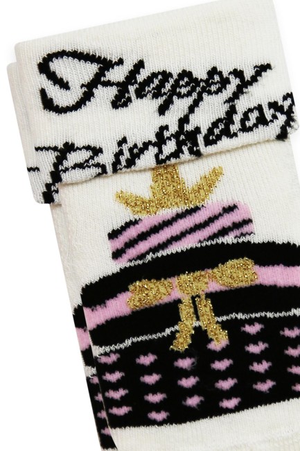 Bross Doğum Günü Baskılı Havlu Bebek Çorap - Thumbnail