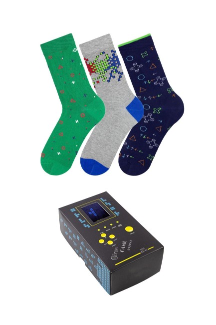 Bross - Bross Erkek 3lü Tetris Temalı Soket Çorap Kutulu-2