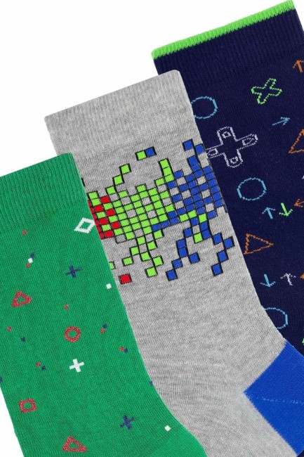 Bross Erkek 3lü Tetris Temalı Soket Çorap Kutulu-2 - Thumbnail