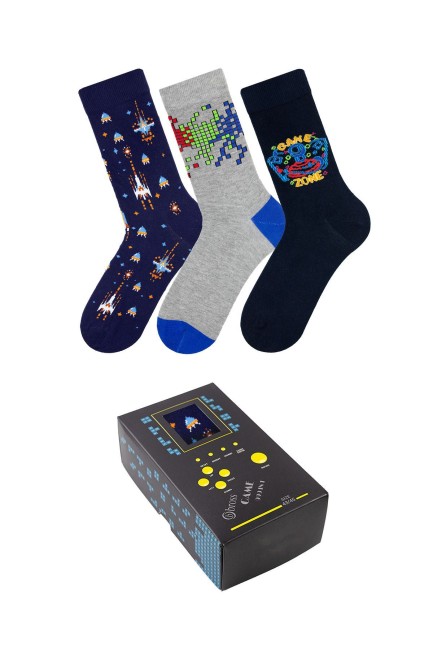 Bross - Bross Erkek 3lü Tetris Temalı Soket Çorap Kutulu-4