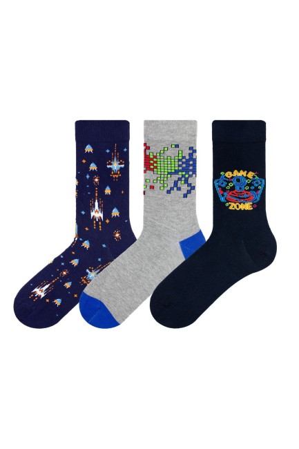 Bross Erkek 3lü Tetris Temalı Soket Çorap Kutulu-4 - Thumbnail