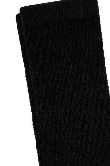 Bross Siyah File Dizaltı Kız Çocuk Çorap - Thumbnail