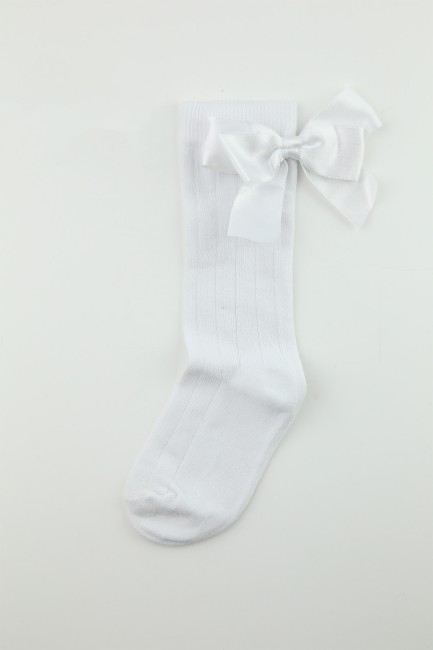 BROSS - Bross Fiyonk Beyaz Çocuk Dizaltı Çorap