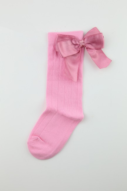 BROSS - Bross Pink Bow Kids Knee High Socks