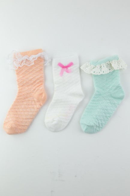 BROSS - Bross Fiyonklu Kız Bebek Soket Çorap