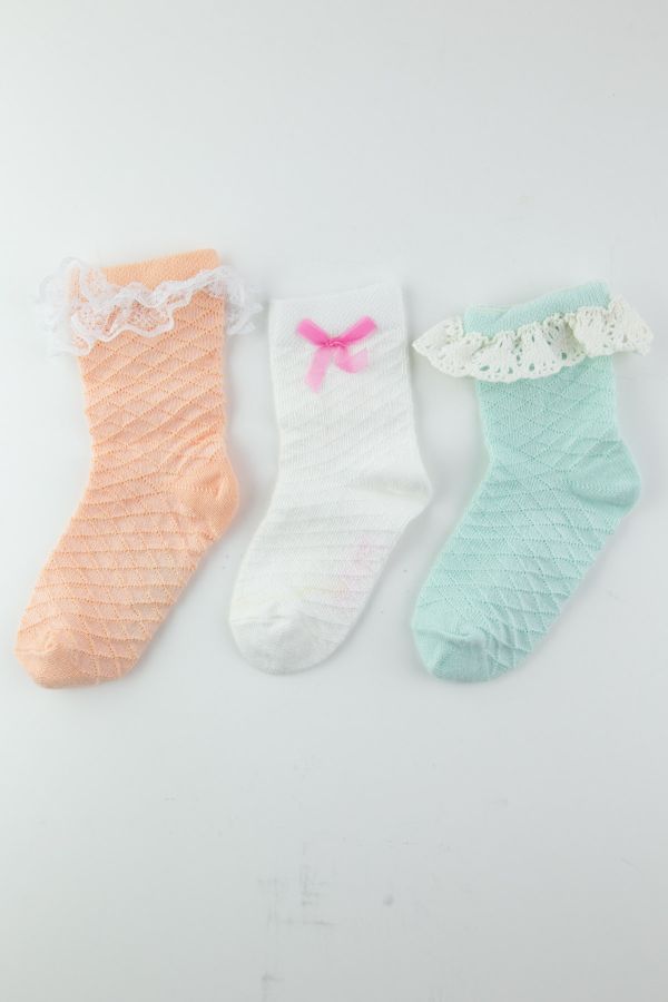 Bross Fiyonklu Kız Bebek Soket Çorap