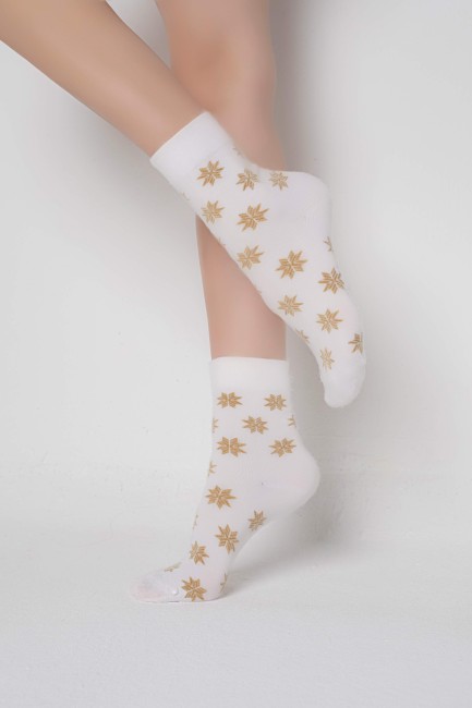BROSS - Bross Christmas Snow Pattern Fringed Socks