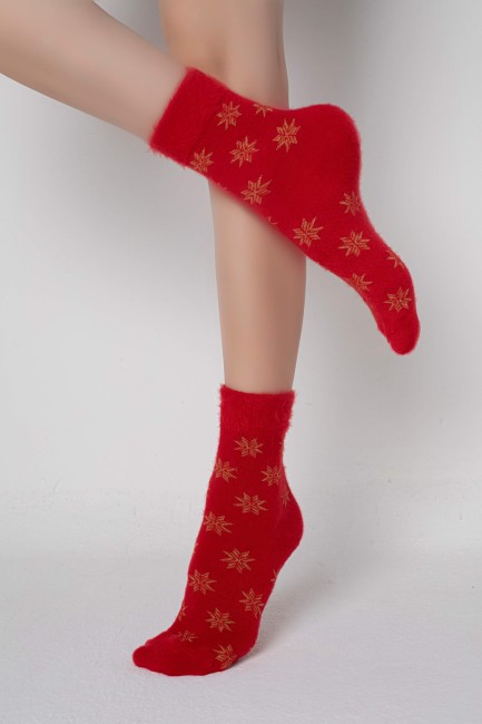 BROSS - Bross Christmas Snow Pattern Fringed Socks