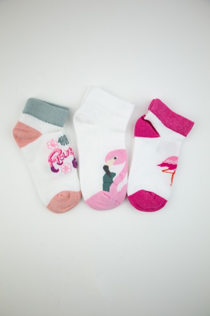 BROSS - Bross Flamingo Desen Kız Çocuk Patik Çorap
