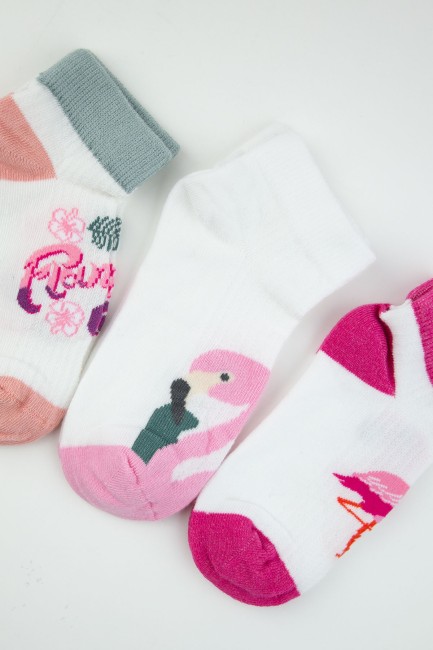 Bross Flamingo Desen Kız Çocuk Patik Çorap - Thumbnail