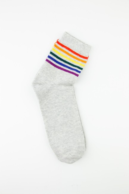 Bross Gökkuşağı Renkli Derbili Erkek Çorap - Thumbnail