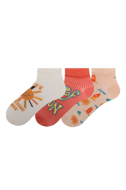 Bross - Bross Güneş Desenli Bebek 3lü Pamuklu Patik Çorap